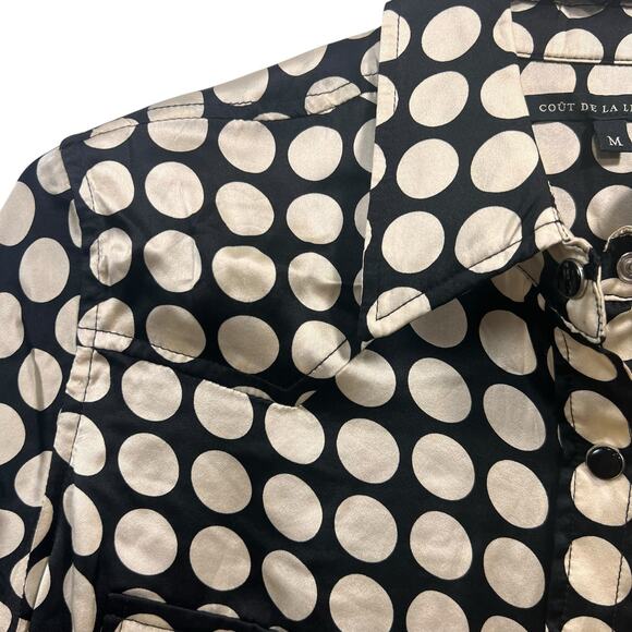 Count De La Liberte Black/White Silk SZ M Women’s Snap Up Blouse Excellent Cond. - Picture 5 of 12
